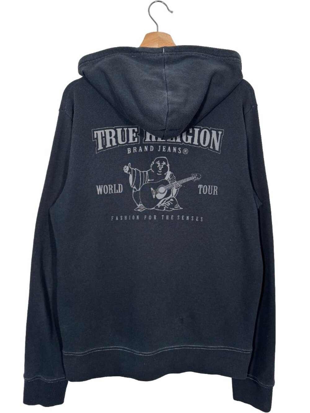 True Religion Classic Buddha Logo Full-zip Hoodie Black/White men's size Large